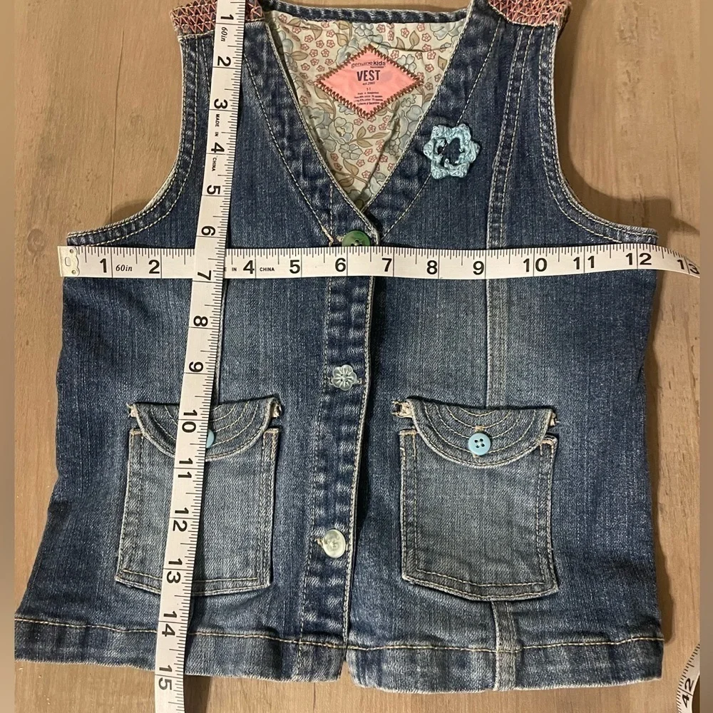 Genuine kids jean embroidered vest vintage denim vest